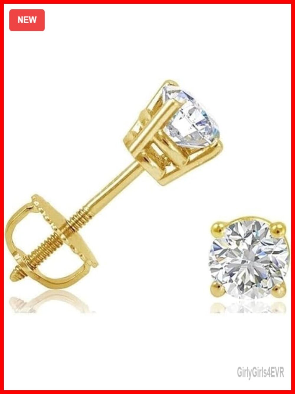 1/2 Carat Moissanite Solitaire Stud Earrings in 925 Sterling Silver 14K Yellow